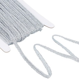 GORGECRAFT 25 Yards Metallic Braid Lace Trim 1/4 Inch Silver Centipede Trimming Jacquard Decorated Gimp Ribbon Washable Lace Edge Trim for DIY Sewing Crafts Jewellery Making Costume Cloth Home Decor