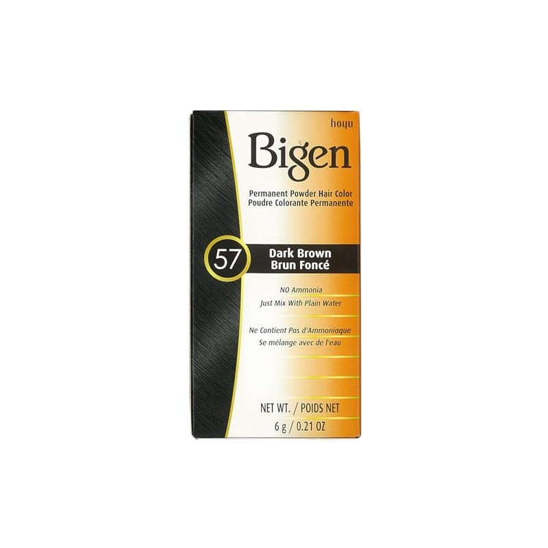 Bigen Powder Hair Color #57 Dark Brown 0.21oz (6 Pack)