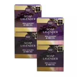 Happybath 해피바스 비누 세수 세안 클렌징 비누 라벤더향 4개 클렌징솝 Happy Bath Lavender Scented Soap 4-pack Cleansing Bar
