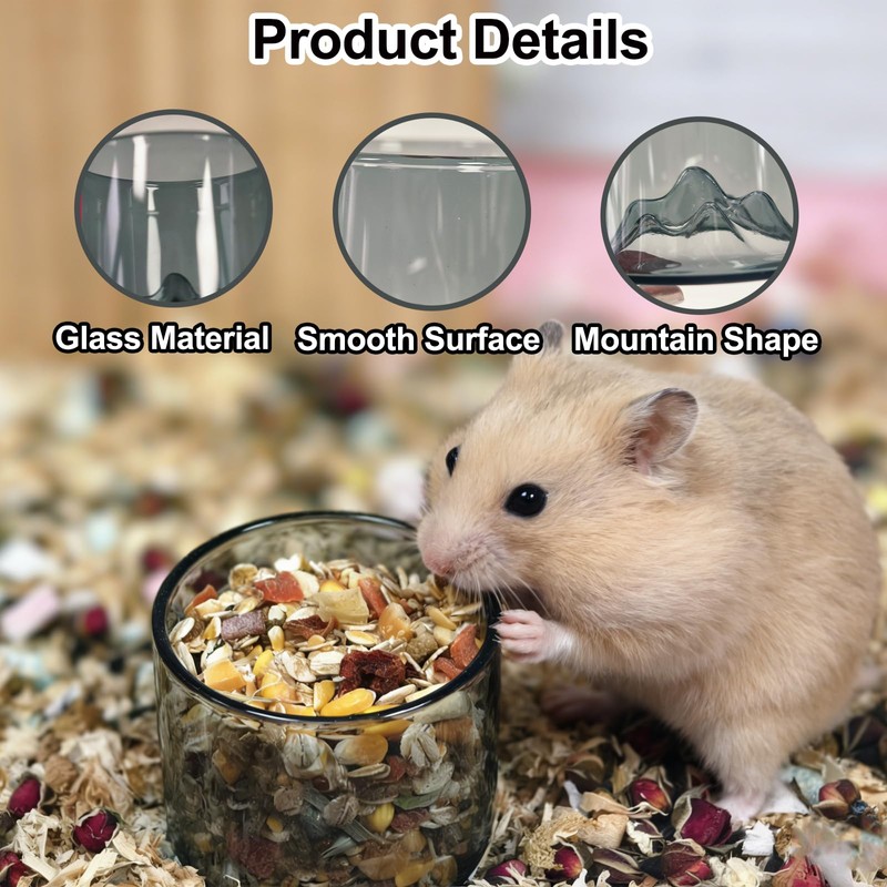 Acsist 2 Pcs Hamster Feeding & Water Bowls, Glass Hamster