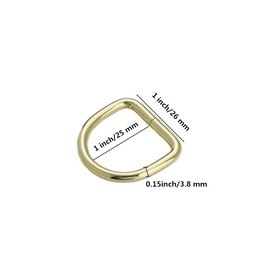 Honkenda Heavy Duty Gold Metal D Ring Buckle, 20 Pack Thicker 1 Inch Semi-Circular D Shape Rings for DIY Sewing, Keychains, Bag Belt, Crafts and Dog Leash