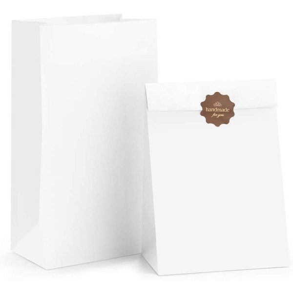 BagDream Paper Lunch Bags 4lb 100Pcs Snack Bags, Craft Bags, Bread Bags, White Sack Lunch Bags Bulk 5x2.95x9.45 Inches Paper Bags