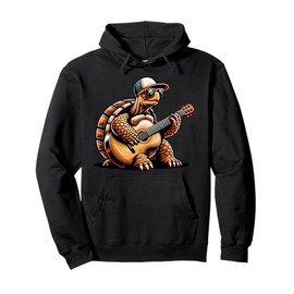 Cool Turtle Playing Acoustic Guitar With Sunglasses Pullover Hoodie