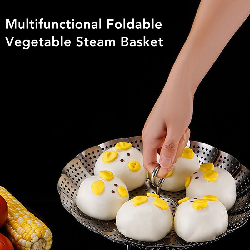 Foldable Vegetable Steam Basket No Warping 304 Stainless Steel Folding