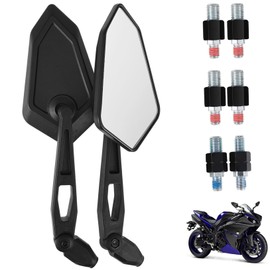 GANAZONO 1Pair Adjustable Polygonal Motorcycle Mirrors Handlebar Rear View Side Mirrors for Vision and Stylish Appearance for Motorcycles and Scooters