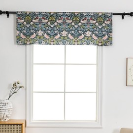Obal William Morris Blackout Short Curtains Original Design Green Floral Kitchen Curtains Valance Small Window Curtains Cafe Curtains with Rod Pocket for Bedroom Living Room (52"x18", 1 Panel)