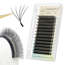 ANNAFRIS Eyelash Extensions, Double Tips, 5D WW Eyelash Extension, 0.07 C, 9-13 mm Mix, Ready-to-Use Fan Eyelashes, 5D Pre-Fanned Eyelashes (2Tips-5DW 0.07C 9-13Mix)