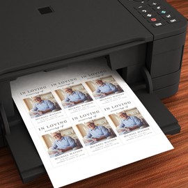 Printable Blank Memorial Cards for Funeral - 600 Prayer Cards (100 Sheets) - Thick 80lb Cover (White Matte Finish) - For Inkjet & Laser Printers - Quality Keepsake for Celebration of Life