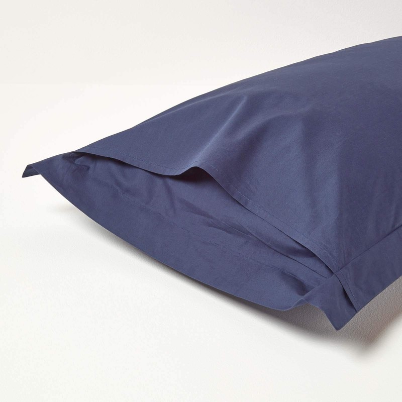 HOMESCAPES Navy Blue Pure Egyptian Cotton King Size Oxford Pillowcase