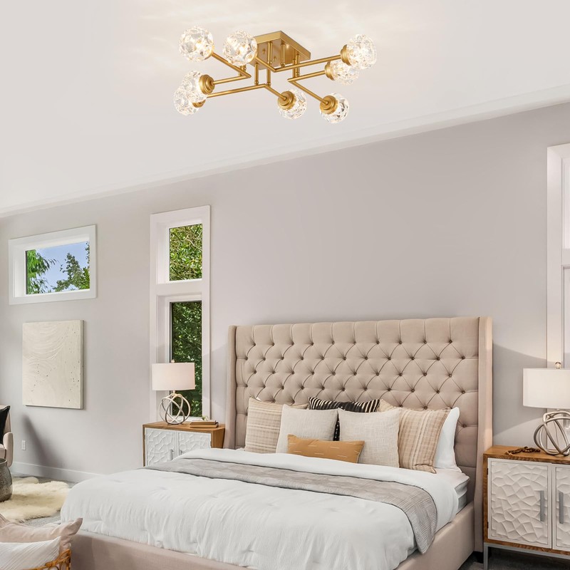 XINGQI 31" Modern Glass Ceiling Light, Semi Flush Mount Ceiling