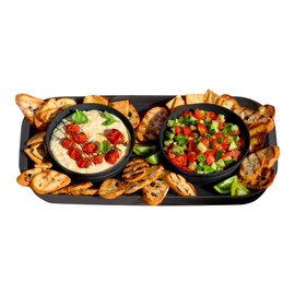 madesmart Dipware Dual Serving Tray for Hummus & Salsa, Detachable 2-Bowl Tray, Each Bowl Holds up to 32 fl oz, Dishwasher & Microwave Safe, Carbon