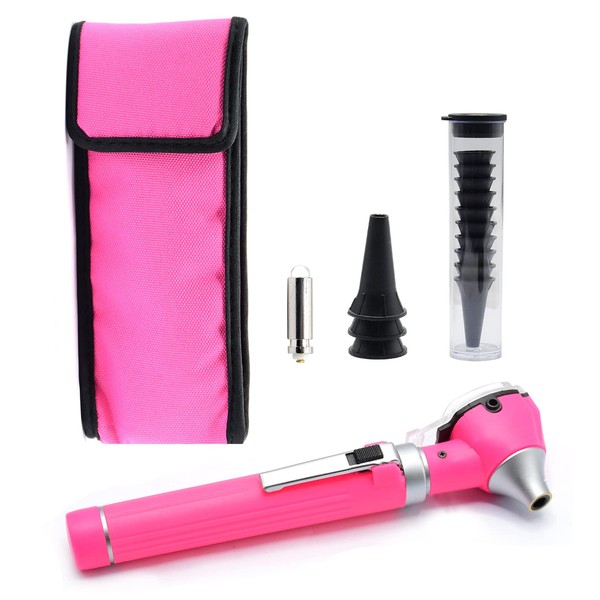 MuskalMed MuskLife Otoscope Set with Extra Disposable Specula Tips, Pink