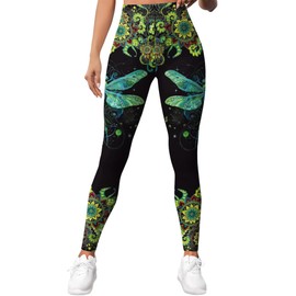 HIVICHI Funny Leggings for Women Printed Gym Womens Yoga Pants Mandala Legging Dragonfly Pant, X-Large, Wlg-028658