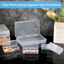 OwnMy 4 in 1 Portable Travel Cotton Swab Holder, Travel Floss Pick Holder Case Floss Dispensers, Small Clear Plastic Storage Organizer Containers for Cotton Balls & Pads, Hair Ties & Pins