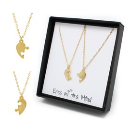 Collar de Rompecabezas para Pareja Regalo Aniversario Chapa de Oro de 22K