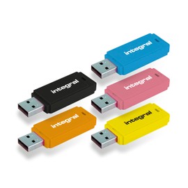 Integral 64GB Neon USB 2.0 Flash Drive 5-Pack (Black/Pink/Yellow/Orange/Blue)