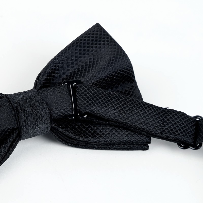 Alizeal Mens Solid Mini Squares Formal Banded Bow Ties (Black)