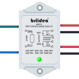 DPST 1NO 1NC 8Amp Power Relay Module, Briidea 24V AC/DC Power Relay Control Voltage, White