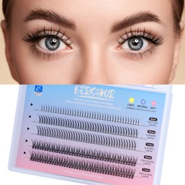 BlueSmurfs Upgraded Individual Manga Eyelashes Extensions Fluffy DIY Christmas Eye Cluster Eyelashes Natural Faux Mink False Eye Lashes Multipack of 170 Mini Individuals Fairy Lash Clusters (Include Bottom Lashes)