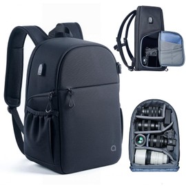 llano Camera Backpack for DSLR/SLR/Mirrorless – Water-Resistant Photography Bag with Laptop Slot & Tripod Holder, Compact Case for Canon/Nikon/Sony, Travel & Outdoor,Large 20L Capacity, Black