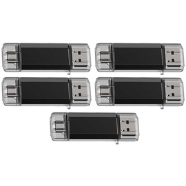 GoRAM 64GB (5 Pack) Dual Drive Go-Stick USB 3.0 + USB-C Type-C Flash Drive for Android Smartphones, Computers, Macbooks, Tablets, PC (64GB)
