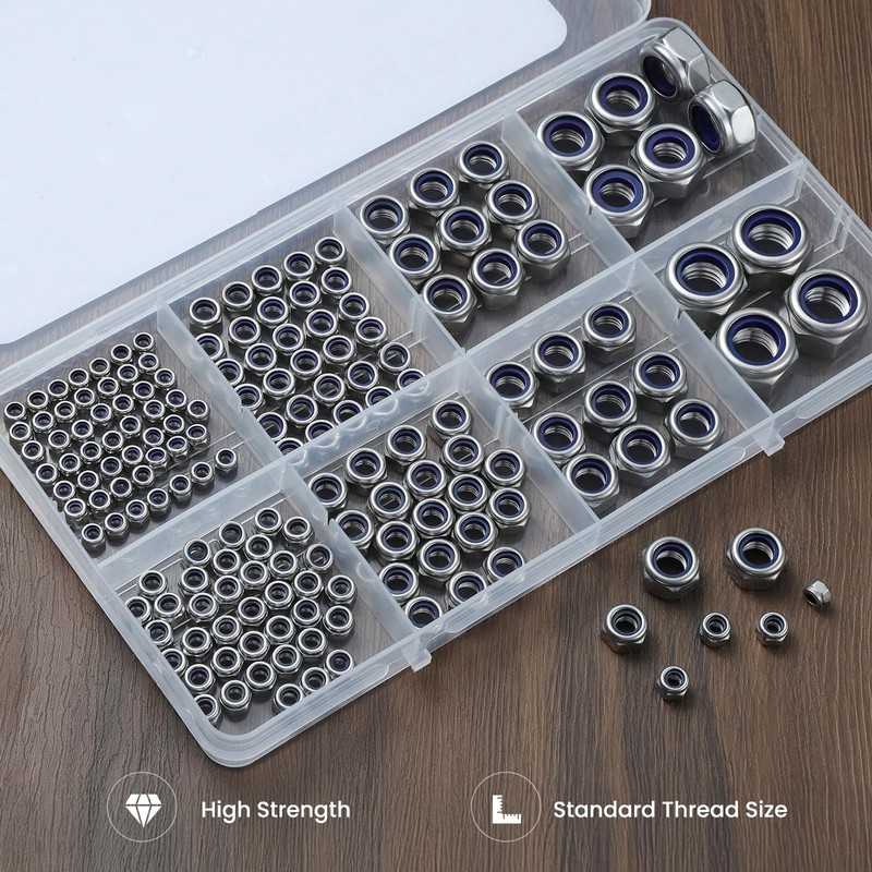 BNUOK 170PCS Metric Lock Nuts Assortment Kit, M3 M4 M5
