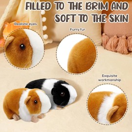 XPJBKC Meerschweinchen Kuscheltier, 2 Stück Süß Realistische Hamster Kuscheltier Meerschweinchen Stofftier, Weich Meerschweinchen Plüschtier Puppe Spielzeug Dekor für Jungen Mädchen Partybedarf