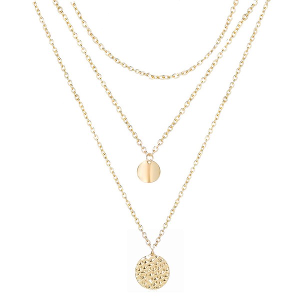 Dcfywl731 Gold Layered Choker Necklace for Women Handmade Coin Multilayer