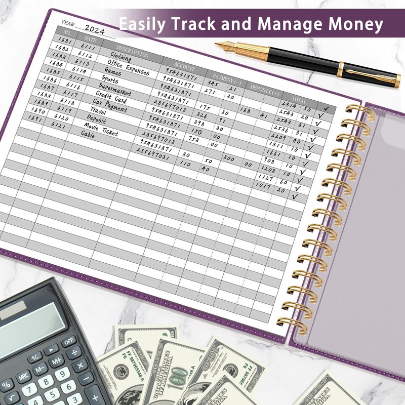 HAUTOCO Hardcover Accounting Ledger Book for Small Business Bookkeeping Horizontal