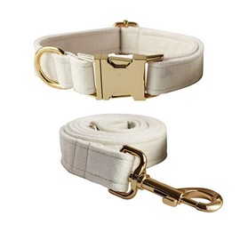 Soft Velvet Dog Collar and Leash Set with Heavy Duty Metal Buckle - Adjustable Durable Pet Collars with Dog Leashes for Small Medium Large Dogs - Comfortable & Easy to use, Neck 13.0-20.5 Inches