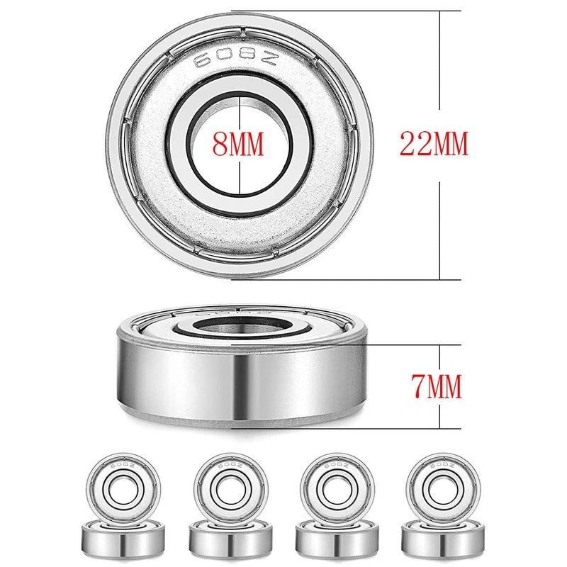 20 PCS Longboard Integrated Bearing 608-ZZ,Skateboard Wheel Bearing Inline Roller