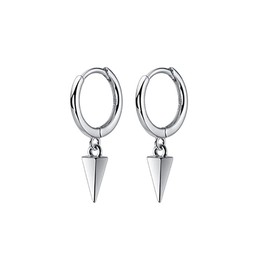 SLUYNZ 925 Sterling Silver Spike Hoop Earrings for Women Men Geometric Huggie Earrings Dangle