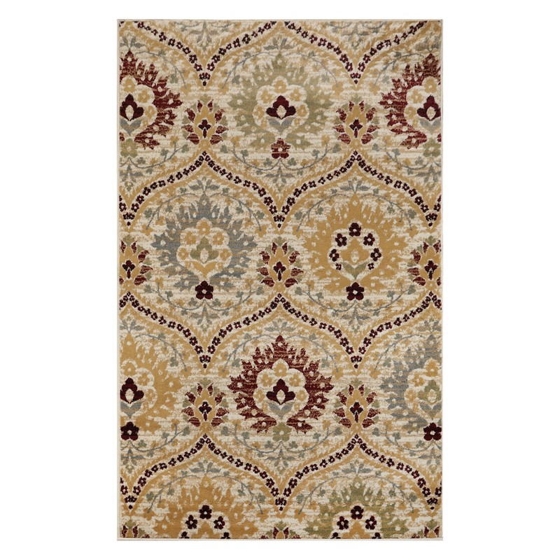 Superior Indoor Area Rug, Jute Backed, Modern Oriental Floral Damask