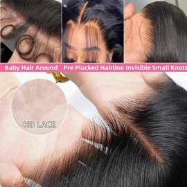 26 Inch Straight Lace Front Human Hair Wig Glueless 13x4 Brazilian Straight Lace Frontal Wigs Natural Hairline Pre Plucked With Baby Hair 180 Density Natural Color