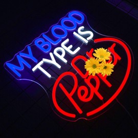 My Blood Type is Dr.P Neon Sign for Wall Décor USB Powerd Neon Light for Party Decor, Home Decor、Holiday Gifts Dimmable Led Sign for Bars,Man Cave(12.8”*12.4”)