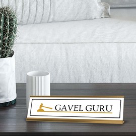 Gavel Guru Desk Sign (2x8") | Lawyer School Office Decoration