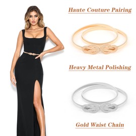 Iridsmole Women's Belts Skinny Belts for Women Gold Chain Belt Thin Waist Belt Ladies Belts for Dresses Gown Frock Womens Belts for Bridal Wedding Prom Party