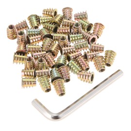 M6*15MM Hex Socket Screw-in Nuts Hex Drive Nut Wood Insert Nuts Threaded Insert NutsZinc Plated Carbon Steel Furniture 50Pcs