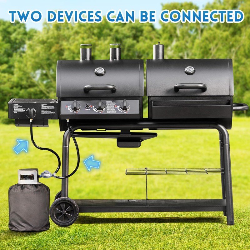 JEASOM 2 feet y-Splitter 2 Hose Propane Regulator, Low Pressure