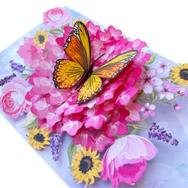 AIQIUQIU Butterfly Greeting Card, 3D Pop Up Greeting Card for Her, Mum, Wife, Lovers on Mothers Day Birthday Valentine's Day Anniversary Wedding Cards with Note & Envelope, Yellow