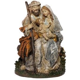 Kaltner Präsente Christmas Decoration: Nativity Block Family Block Holy Family Figure Mary Joseph with Jesus Child Nativity Scene, Hand-Painted Nativity Scene, Traditional Nativity Figures (Height 18