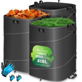 KESSER® Pop-Up Garden Bag 3 x 219 L Set Leaf Bags Garden Waste Bag Including Gloves Self-Standing with Handles Stable Robust & Foldable Leaf Bags Lawn Cut Garden Bags for Garden Waste Green Cutting