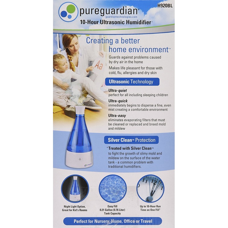 PureGuardian Ultrasonic Cool Mist Humidifier, 10 Hrs. Run Time, 210