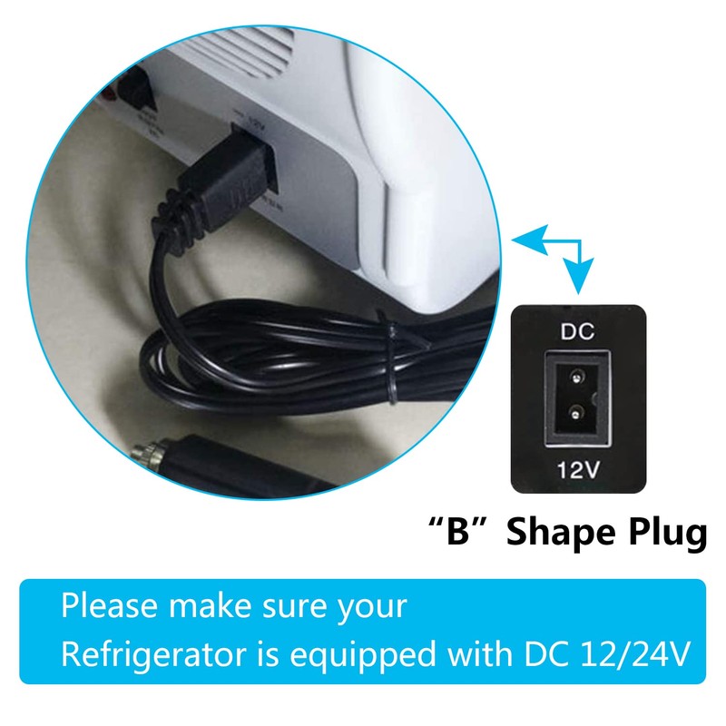 12V Car Cooler Plug Power Cord Cable 2M/6FT, Mini Refrigerator