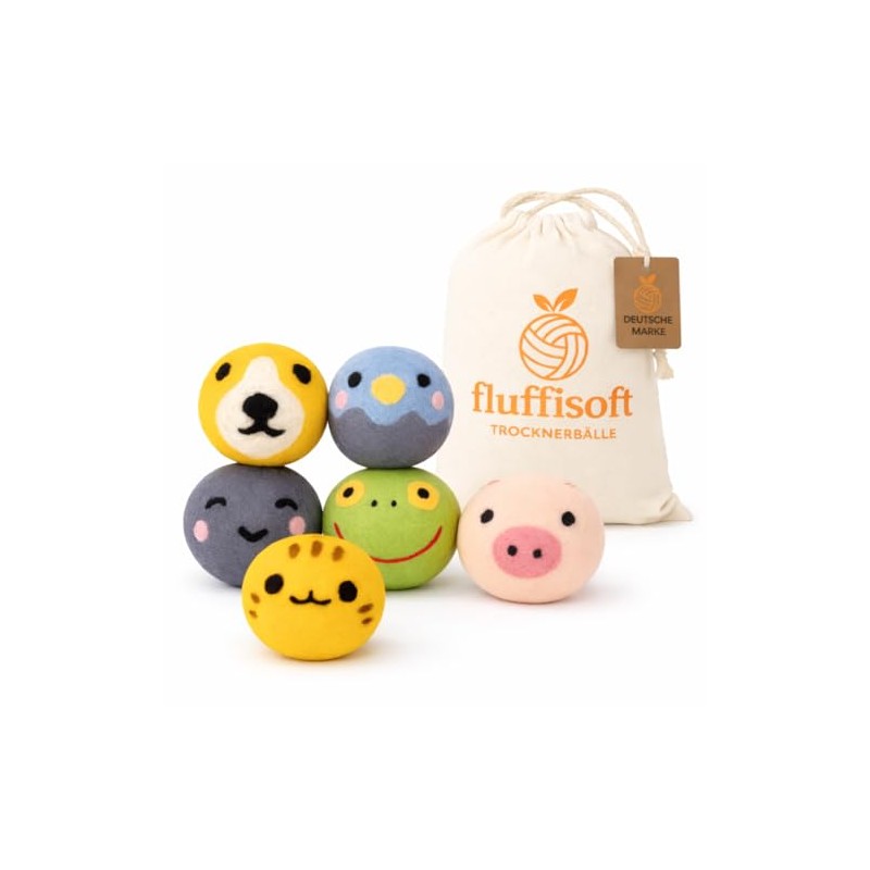 Pack of 6 Dryer Balls - 100% Sheep's Wool -