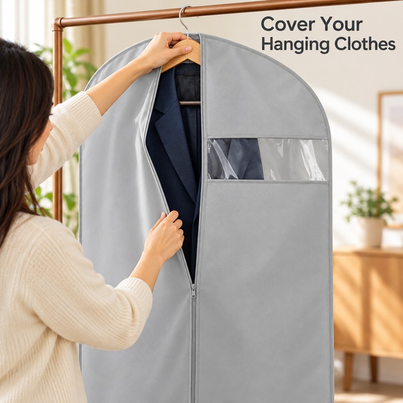 Garment Bags for Hanging Clothes – Zippered Dust Covers for