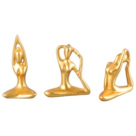 3pcs Yoga Girl Ornaments Light Luxury Innovative Collectible Resin Yoga Figure for Home Decor Yoga Gym Gold