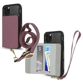 Cell Phone and Credit Card Holder with Crossbody and Wrist Straps, Stick-On Wallet w/RFID Protection Multiple Card Slots Transparent ID Pocket