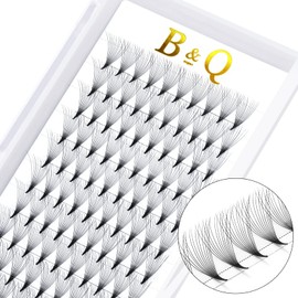 B&Q Ready-to-Use Fan Eyelashes, 12D-C-0.05-9, Pointed Base, Eyelash Extensions, 3D, 4D, 5D, 6D, 10D, 0.05, 0.07, 0.10 mm Volume Eyelashes, C, D Curl, Black (12D-C Curl-0.05 mm, 9 mm)