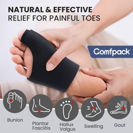 Comfpack Foot Ice Pack Toe Wrap for Bunion, Plantar Fasciitis, Hallux Valgus, Gout, Swelling & Injuries, Hot Cold Compress Therapy Gel Ice Pack for Arthritis, Feet Recovery, 2 Packs